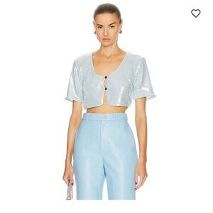 Ganni Sequin Top | light blue